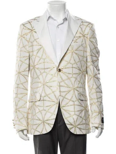 Pre-owned Maceoo Patterned Glitter Accents Blazer W/ Tags In Neutrals