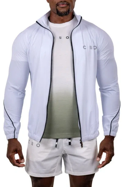 Maceoo Performance Full Zip Athletic Jacket In White