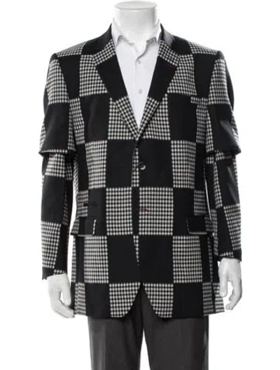 Pre-owned Maceoo Plaid Print Blazer W/ Tags In Black