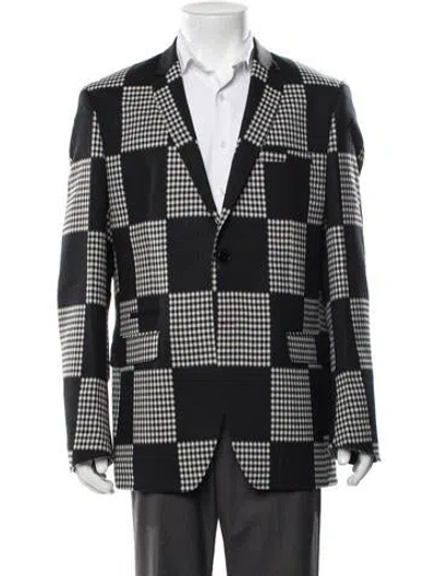Pre-owned Maceoo Plaid Print Blazer W/ Tags In Black
