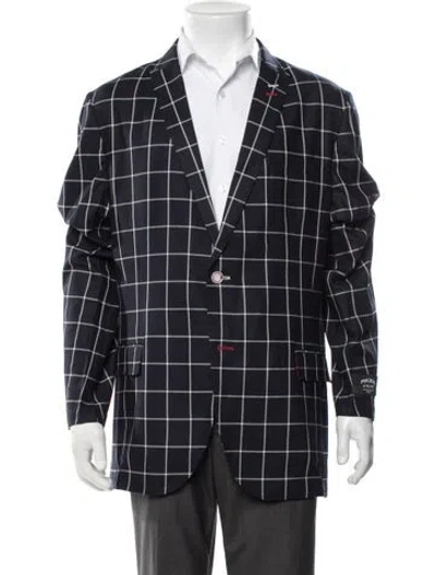 Pre-owned Maceoo Plaid Print Blazer W/ Tags In Blue