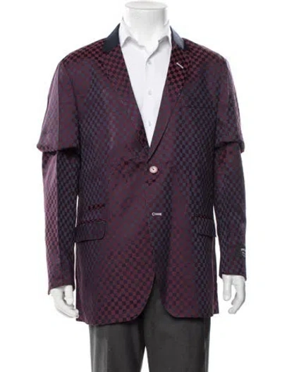 Pre-owned Maceoo Plaid Print Blazer W/ Tags In Blue