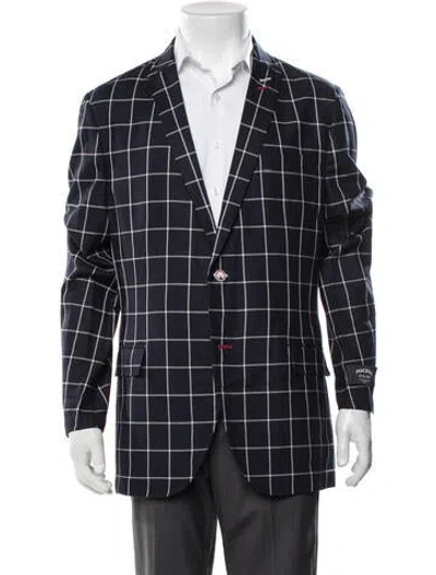 Pre-owned Maceoo Plaid Print Blazer W/ Tags In Blue