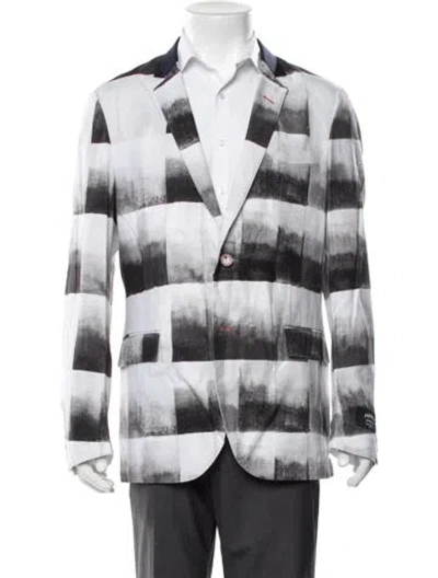 Pre-owned Maceoo Plaid Print Blazer W/ Tags In White