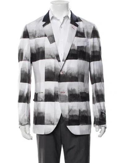 Pre-owned Maceoo Plaid Print Blazer W/ Tags In White