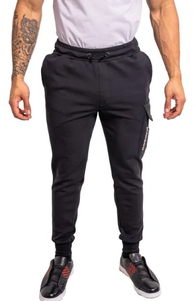 Maceoo Pocket65 Grey Cargo Joggers In Black