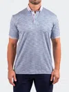 Maceoo Collarcubic Blue Cotton Jacquard Button-down Polo In Multi