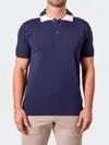 Maceoo Tipped Azure Colorblock Polo In Blue