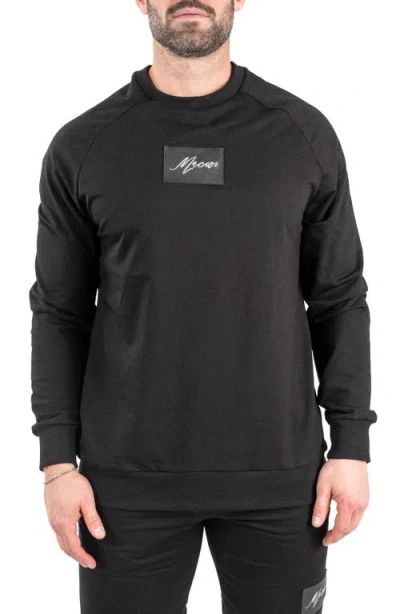 Maceoo Pure Black Cotton Blend Crewneck Sweater