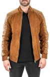Maceoo Pythondesert Brown Snakeskin Embossed Leather Jacket In Brown