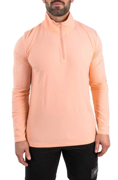 Maceoo Quarter Zip Egyptian Cotton Polo In Orange