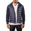 Maceoo Quilted & Knit Bomber Jacket In Blue