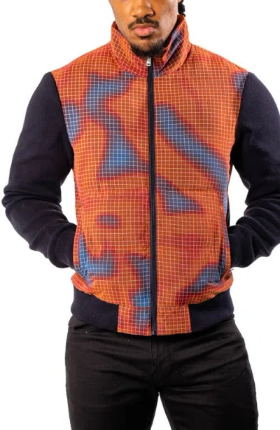 Maceoo Quilted & Knit Bomber Jacket In Orange