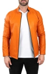 Maceoo Reversible Leather Jacket In Orange