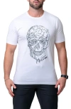 Maceoo Scribbleskull White Embroidered Skull Stretch Cotton T-shirt In White