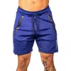 Maceoo Shield Blue Drawstring Shorts In Blue