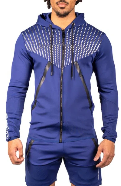 Maceoo Shield Blue Zip Hoodie