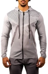 Maceoo Shield Grey Zip Hoodie In Grey