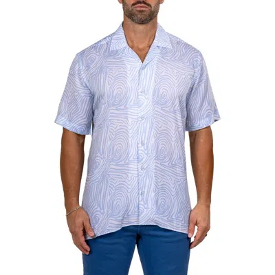 Maceoo Short Sleeve Button Front Shirt In Blue