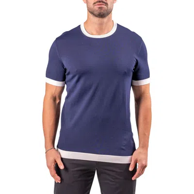 Maceoo Short Sleeve Ringer Sweater In Blue