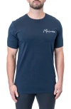 Maceoo Siganture Nayblue Logo Embroidered Stretch Cotton T-shirt In Blue