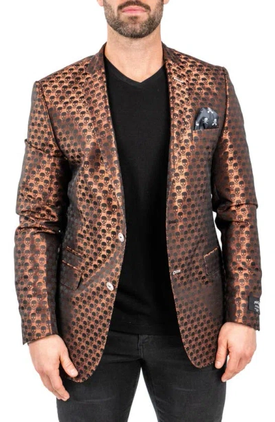 Maceoo Skull Repeat Sport Coat In Orange