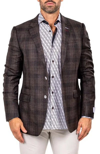 Maceoo Socrate Marthyr017 Brown Plaid Slub Virgin Wool Sport Coat
