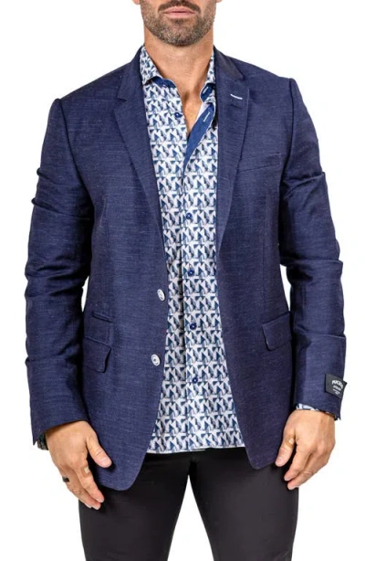 Maceoo Socrate Marthyr033 Blue Slub Wool & Silk Blend Wool Sport Coat