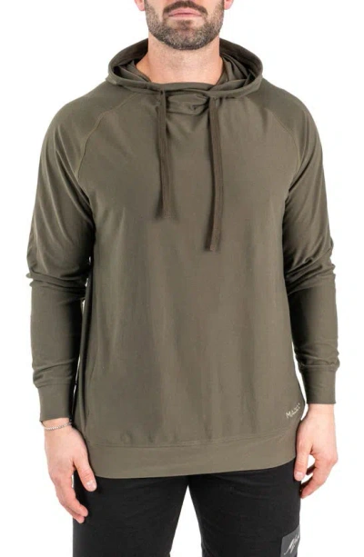 Maceoo Solid Cotton Hoodie In Green