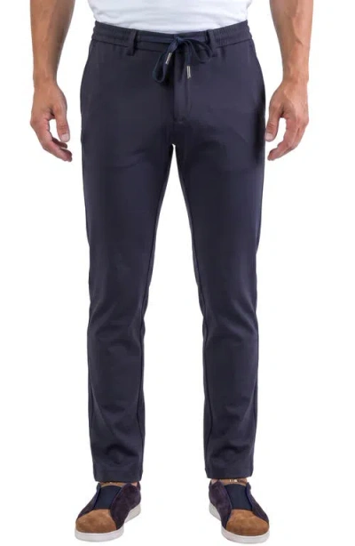 Maceoo Stretch Drawstring Waist Trouser Pants In Blue