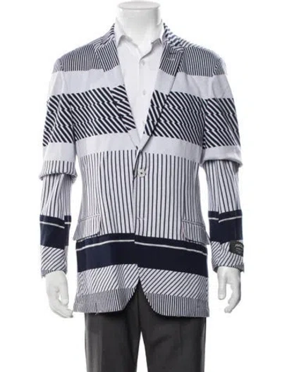 Pre-owned Maceoo Striped Blazer W/ Tags In Blue/white