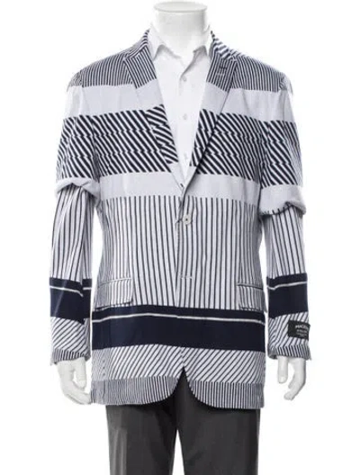 Pre-owned Maceoo Striped Blazer W/ Tags In Blue/white