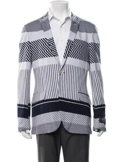 Pre-owned Maceoo Striped Blazer W/ Tags In Blue/white