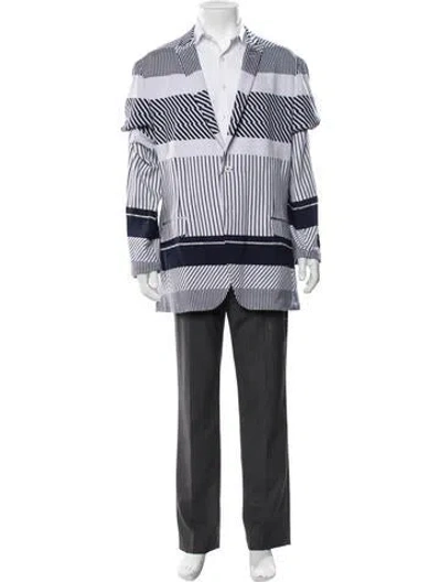 Pre-owned Maceoo Striped Blazer W/ Tags In Blue/white