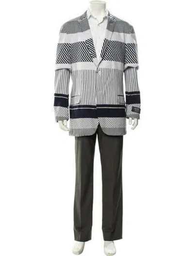 Pre-owned Maceoo Striped Blazer W/ Tags In Blue/white