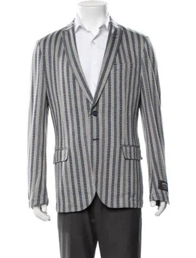 Pre-owned Maceoo Striped Blazer W/ Tags In Grey