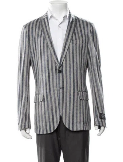 Pre-owned Maceoo Striped Blazer W/ Tags In Grey