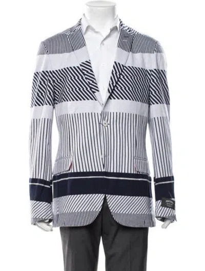 Pre-owned Maceoo Striped Blazer W/ Tags In White