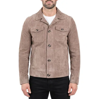 Maceoo Suede Leather Jacket In Brown