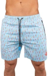 Maceoo Swim Lion Pool Swim Trunks In Blue