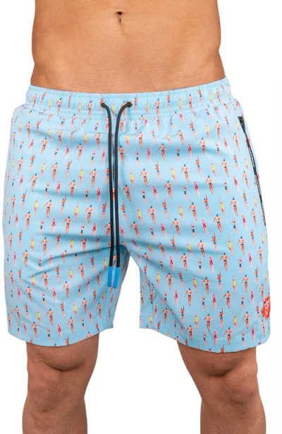 Maceoo Swim Lion Pool Swim Trunks In Blue