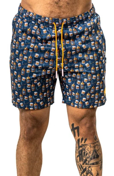 Maceoo Swim Marthyr Print Swim Trunks In Black