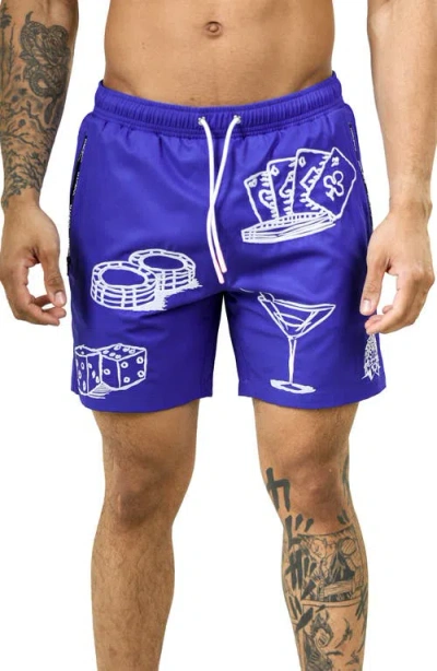 Maceoo Swim Marthyr Print Swim Trunks In Blue
