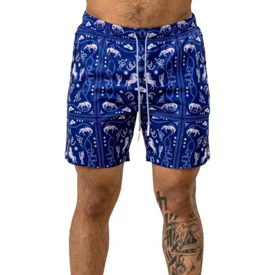 Maceoo Swim Marthyr Print Swim Trunks In Blue