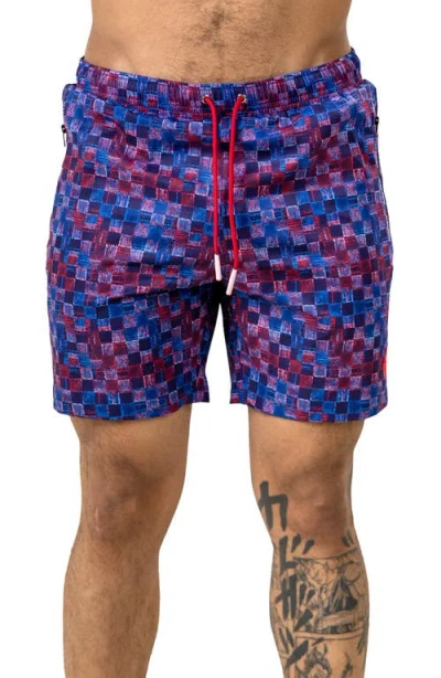 Maceoo Swim Marthyr Print Swim Trunks In Purple