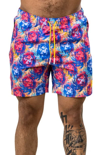 Maceoo Swim Marthyr Print Swim Trunks In Red