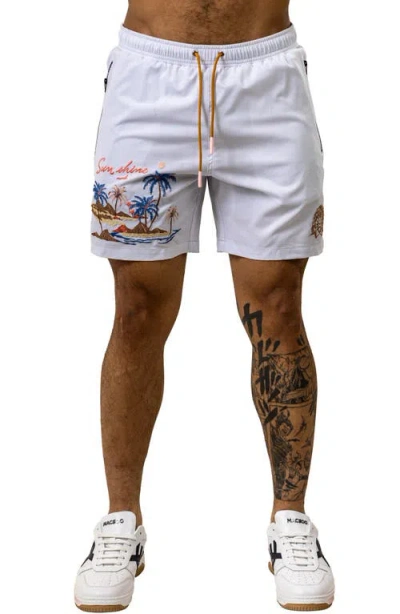 Maceoo Swim Marthyr Print Swim Trunks In White