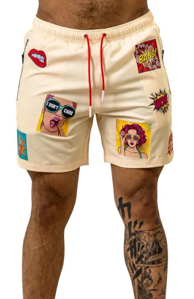Maceoo Swim Marthyr Print Swim Trunks In Yellow