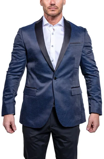 Maceoo Tesla Ascension2166 Blue Satin Jacquard Dinner Jacket