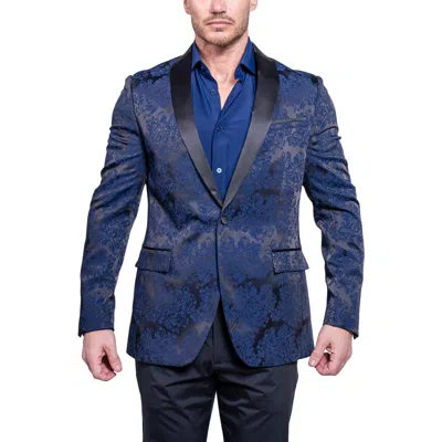 Maceoo Tesla Ascension2169 Blue Floral Jacquard Dinner Jacket